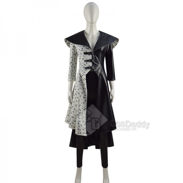 2021 Cruella De Vil Emma Stone Black White Cosplay Costume,Female / Full  Set / XL