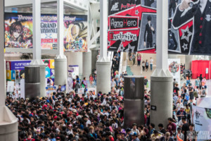 Crowds gather at the Los Angeles Convention Center waiting for the doors to open at Anime Expo 2018.