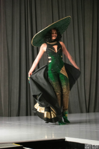 Sarah Hambly's winning Loki-inspired design at the 2019 Her Universe Fashion Show.