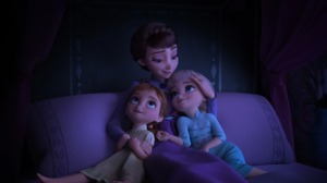 Young Elsa and Anna with their mom in "Frozen 2"