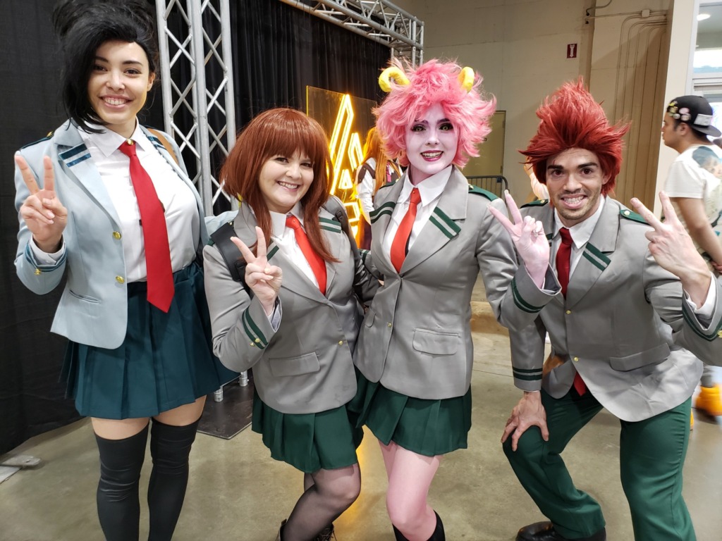 four "My hero Academia"cosplayers pose for a photo