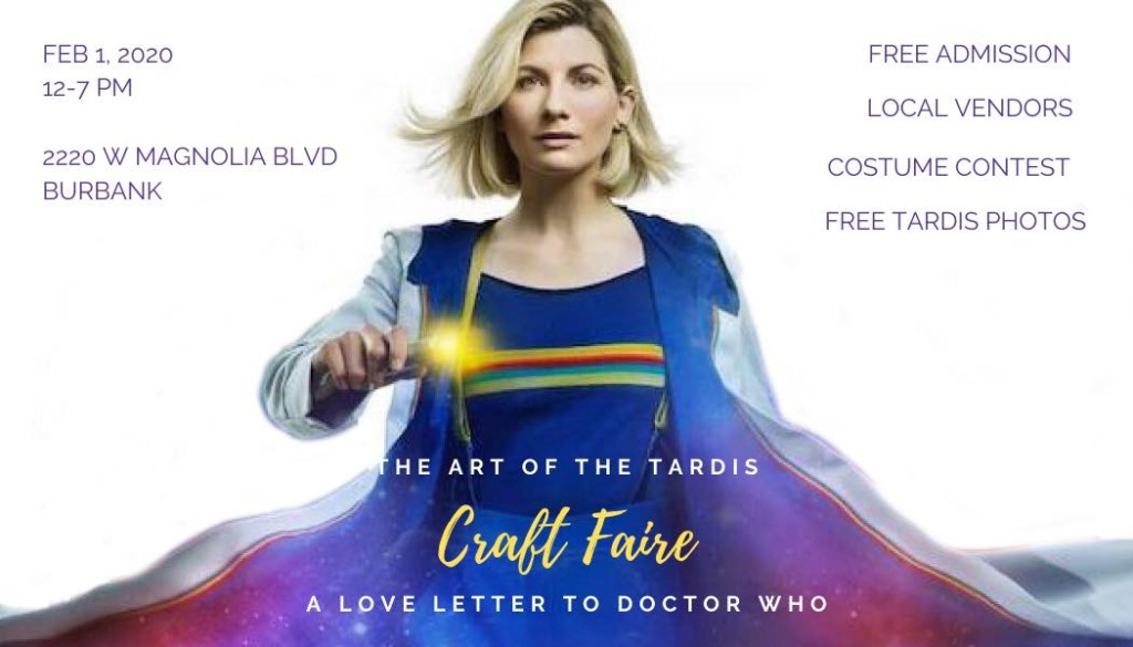 Promotiional image with the information for the Art of The Tardis Craft Fair