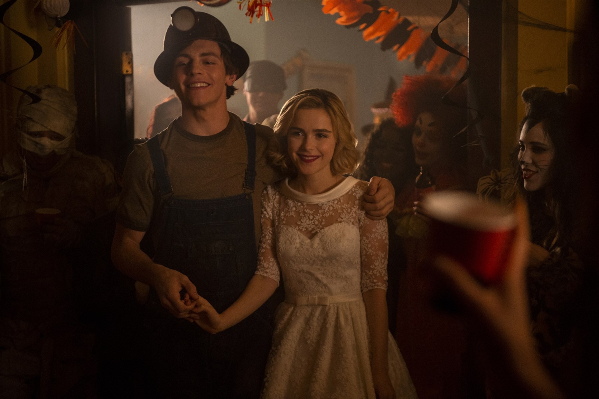 Sabrina and Harvey in Halloween costumes at Rosalind's Halloweenparty