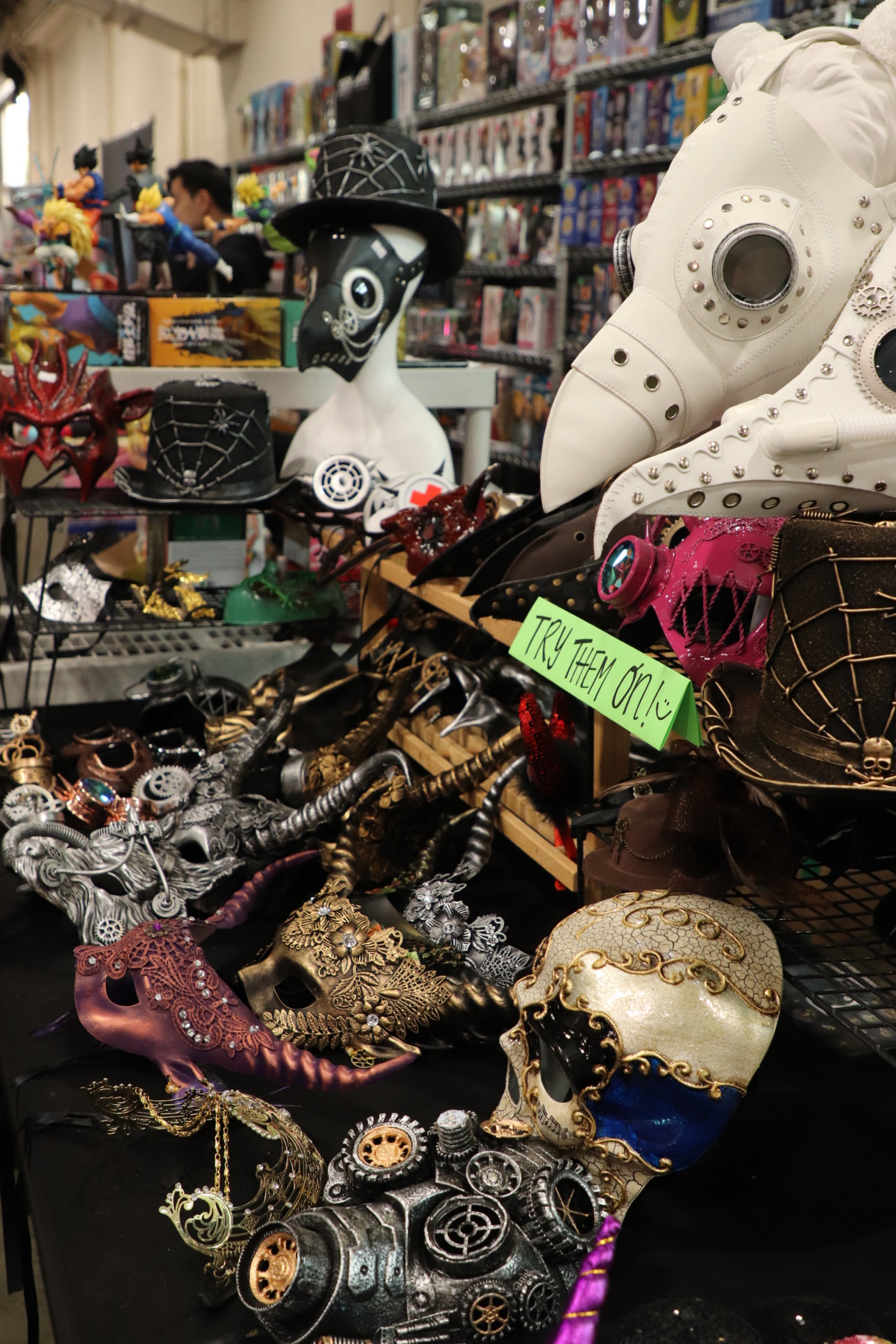 Masks for sale at a vendor booth