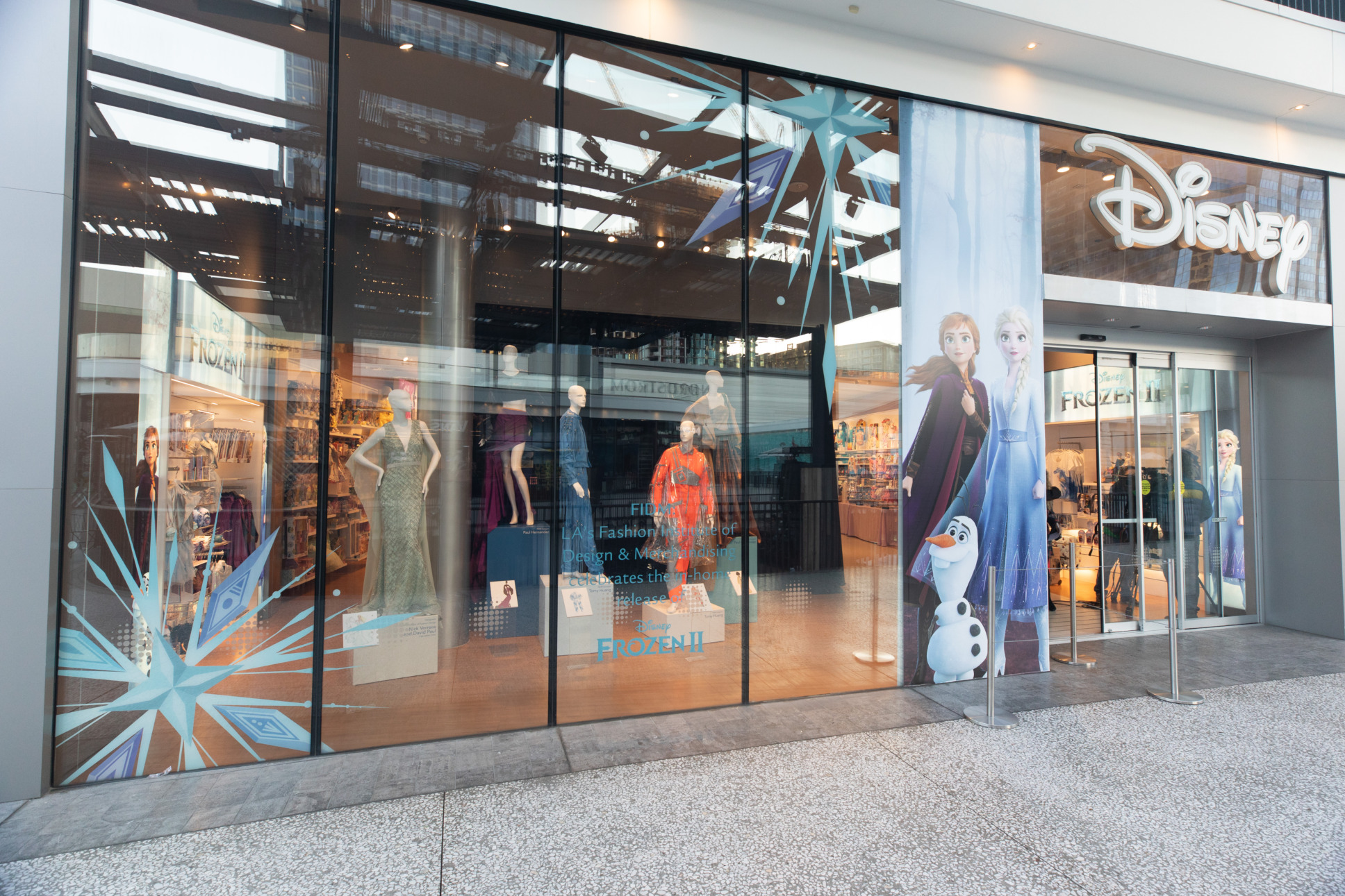 A view of the store front as Disney collaborates with FIDM to create a “FROZEN 2” inspired window display at Disney Store Westfield Century City in Los Angeles, CA on Tuesday, February 25, 2020. (Photo: Alex J. Berliner/ABImages)