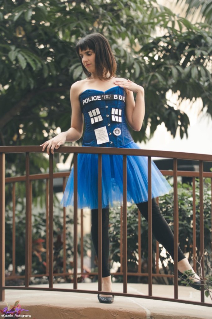 Maddie in her ballerina TARDIS cosplay