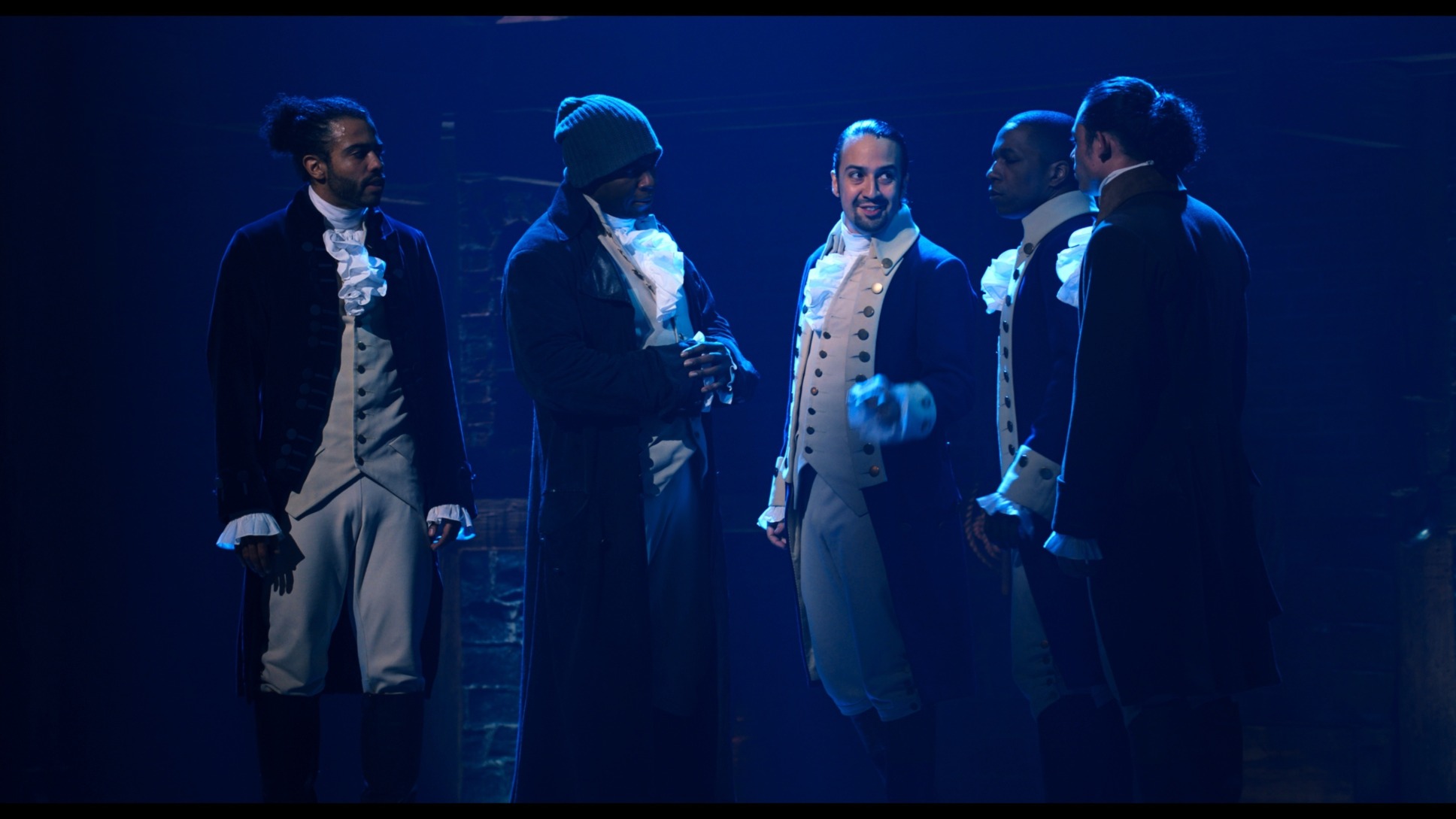 Hamilton cast in the filmed original Broadway production