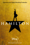 Promotional Poster for Hamilton. Shows the Silhouette of Hamilton atop a star with the Words Hamilton across it 