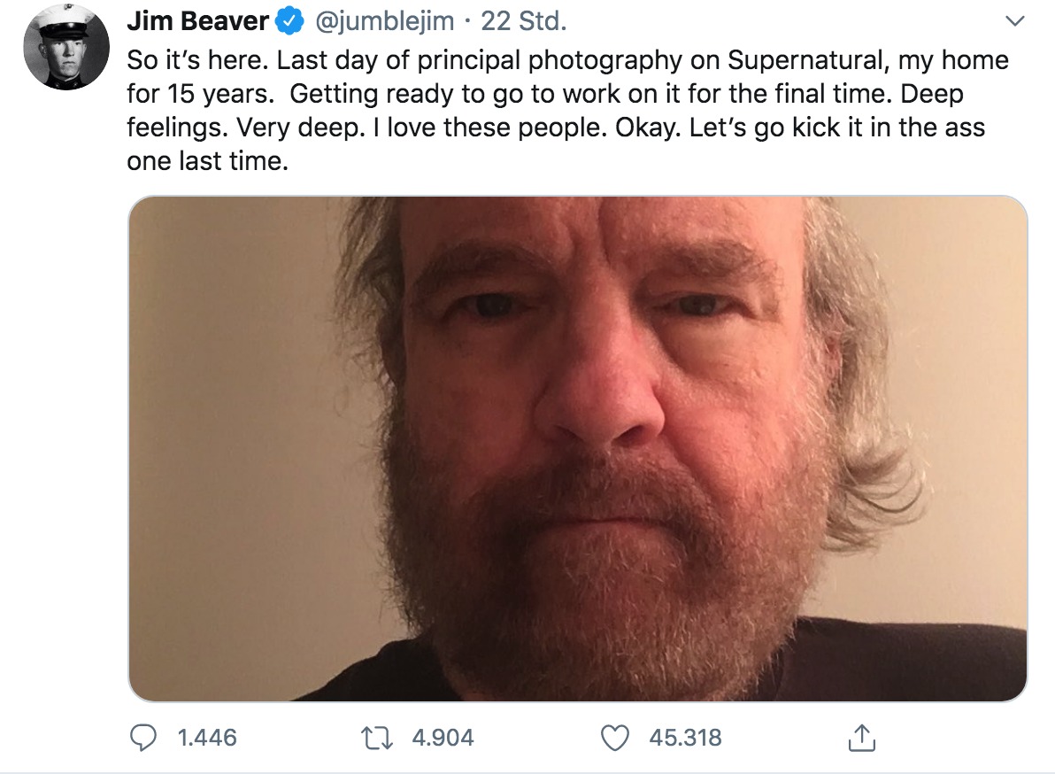 Jim Beaver says goodbye to Supernatural in Twitter post