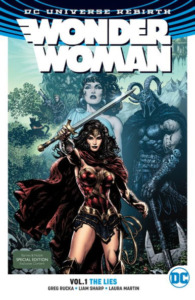 Wonder Woman gift idea - Wonder Woman novel cover with wonder woman holding a sword