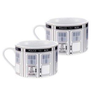 TARDIS teacup set in black and white for doctor gift idea