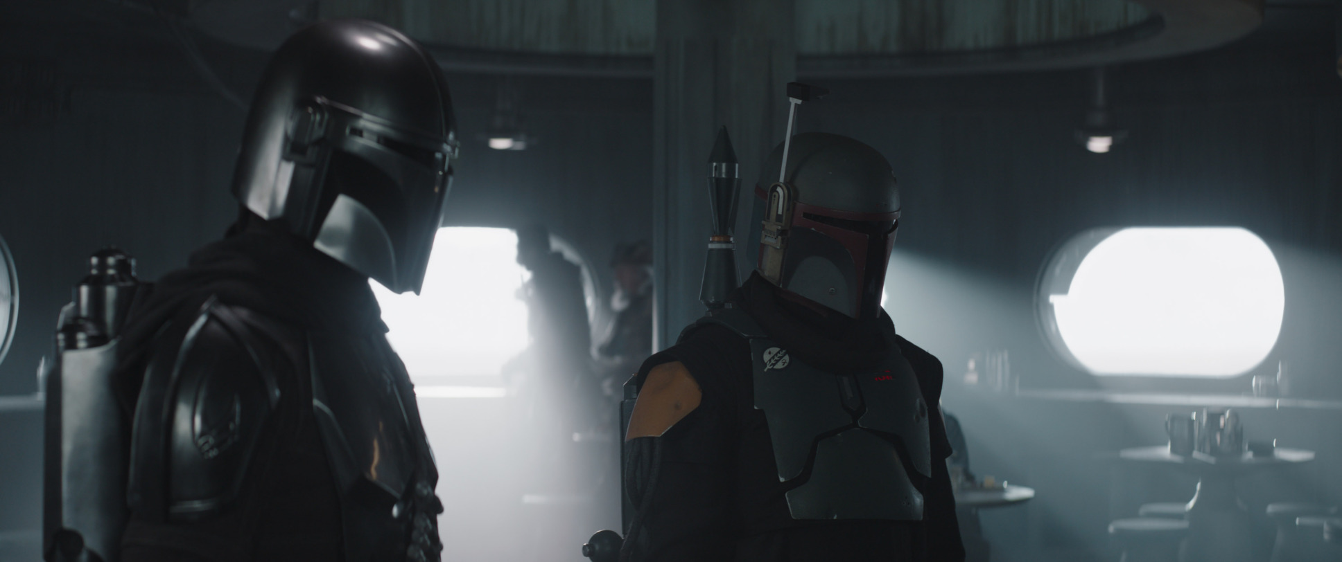 the mandalorian season 2 mandalorian standing next to boba fett