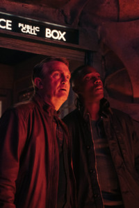 Bradley Walsh as Graham, Tosin Cole as Ryan - Doctor Who Special 2020: Revolution Of The Daleks - standing inside the tardis