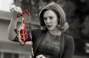 Wanda finds a colorized toy helicopter in her monochrome world