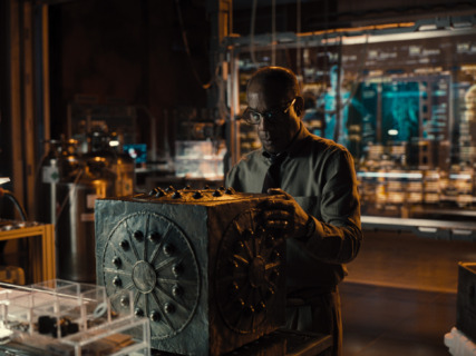 Dr. Silas Stone (Joe Morton) examining a Mother Box.