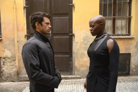 (L-R): Winter Soldier/Bucky Barnes (Sebastian Stan) and Ayo (Florence Kasumba) in Marvel Studios' THE FALCON AND THE WINTER SOLDIER Episode four