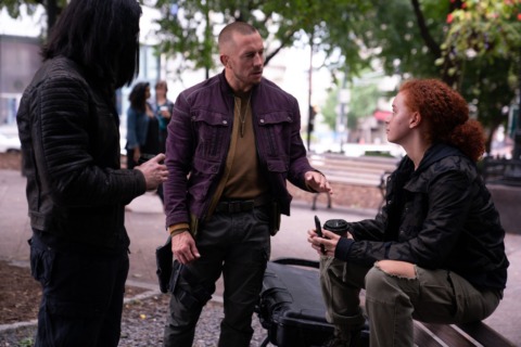 Dovich (Desmond Chiam), Batroc (Georges St-Pierre), and Karli Morgenthau (Erin Kellyman) in Marvel Studios' THE FALCON AND THE WINTER SOLDIER