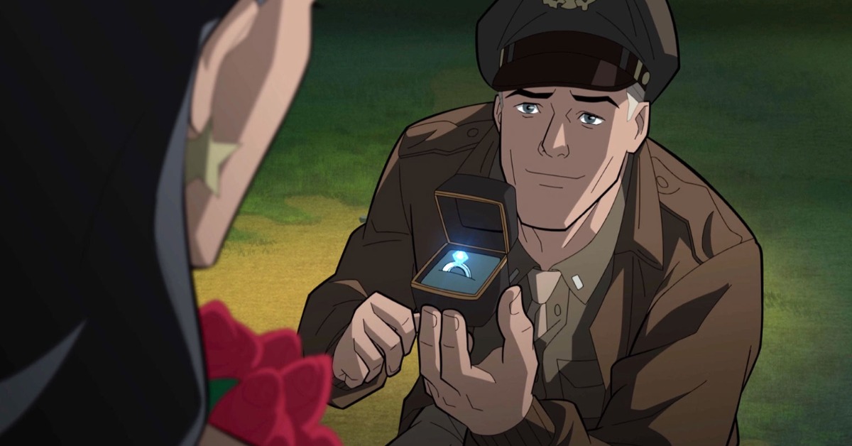 Steve Trevor’s proposal to Wonder Woman in “Justice Society: World War II”