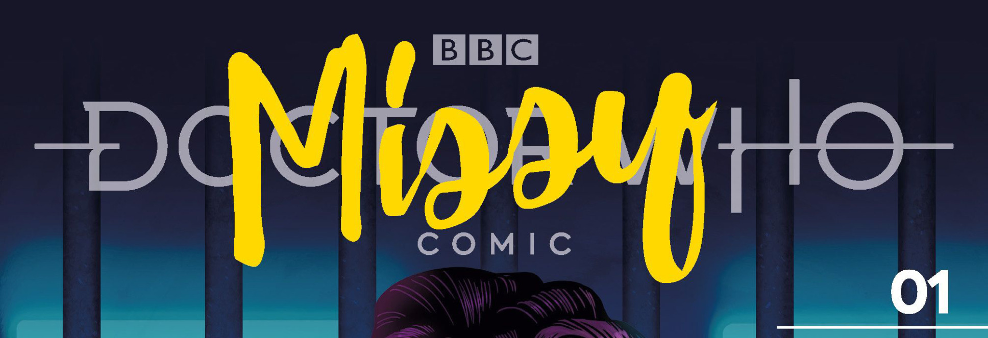 Missy written over Doctor Who comic logo