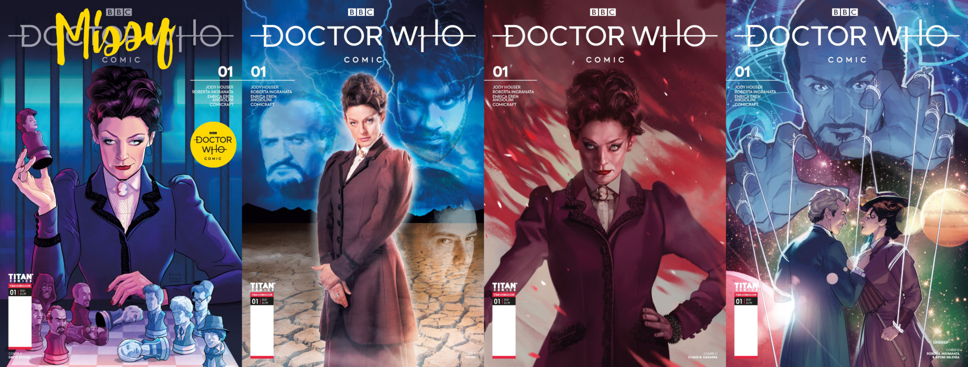 All cover variants for the first issue of Doctor Who Comic: Missy