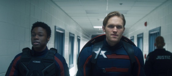 (L-R) Lemar Hoskins (Cle Bennet) and John Walker (Wyatt Russell) in Marvel Studios' THE FALCON AND THE WINTER SOLDIER exclusively on Disney+. 