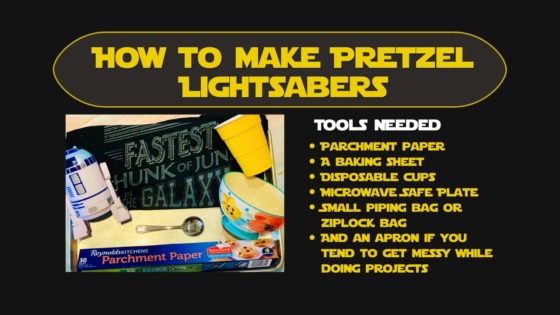 This graphic lists the tools needed to make Pretzel Lightsabers. It is identical to the list spelled out in the article. 