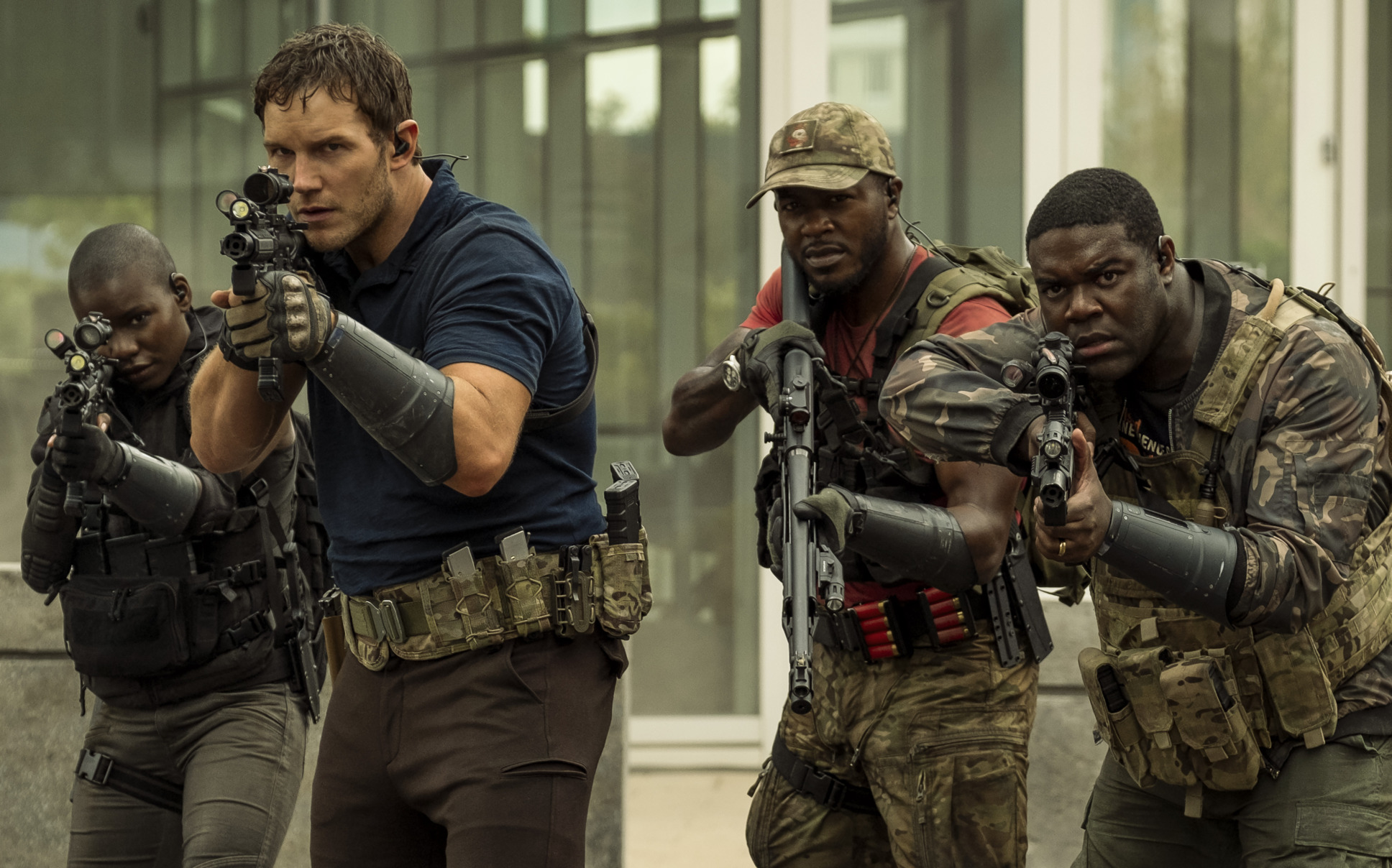 CHRIS PRATT, EDWIN HODGE, and SAM RICHARDSON stars in THE TOMORROW WAR