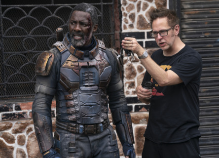 (L-r) IDRIS ELBA and writer/director JAMES GUNN on the set of Warner Bros. Pictures’ action adventure “THE SUICIDE SQUAD,” a Warner Bros. Pictures release.