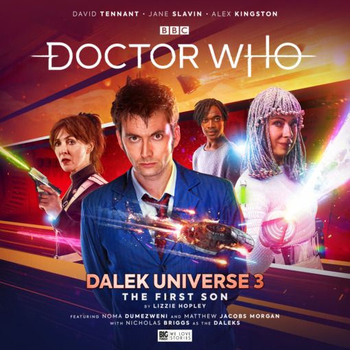 The cover for "The First Son" featuring Anya Kingdom, the Tenth Doctor, and River Song as well as the titular "First Son"