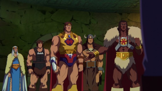 MASTERS OF THE UNIVERSE: REVELATION (L to R) KUDUK, UNGOL, WUN-DAR, PHIL LAMARR as HE-RO, VICTOR and GRAYSKULL