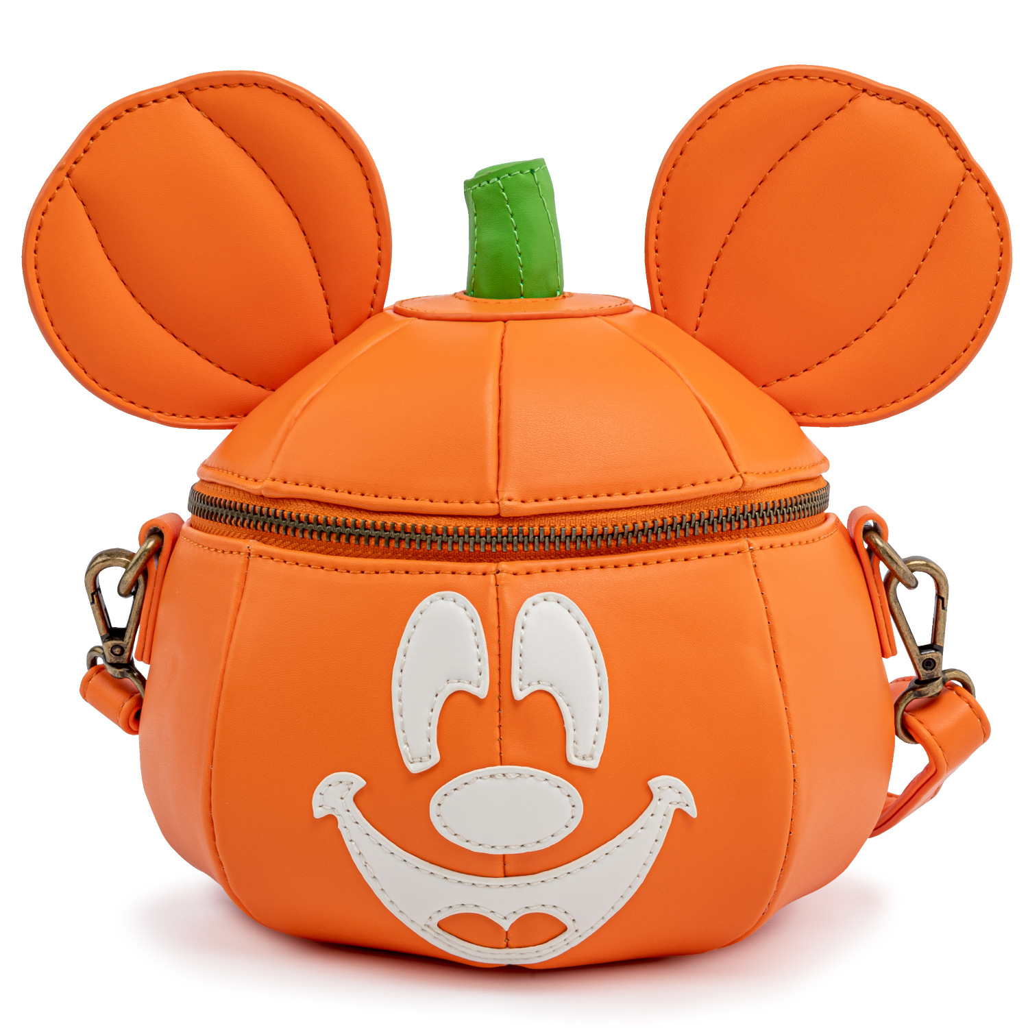 A Mickey Mouse Pumpkin structural crossbody bag from Loungefly.