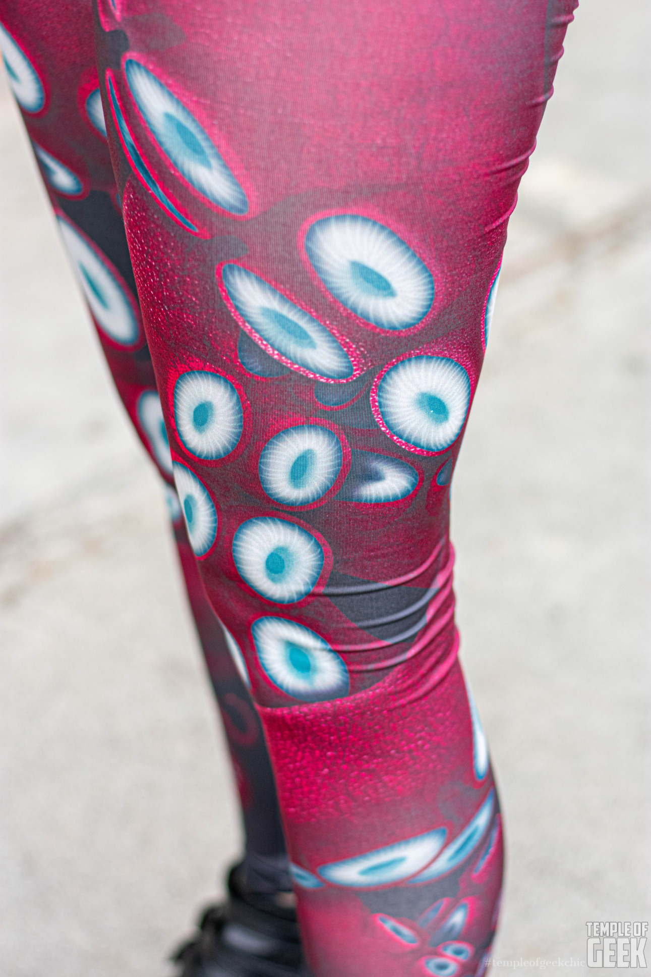 A closeup of the tentacle pattern on Halloween leggings from Fun.com.