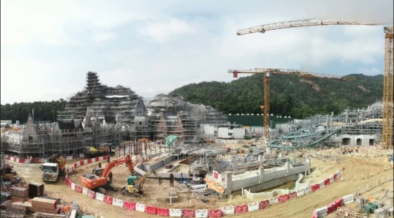 construction on the Frozen section of Hong Kong Disneland