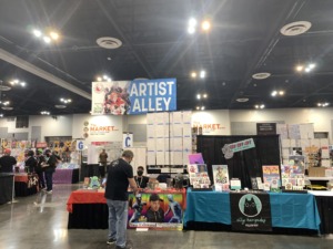 View of artist alley at Comic Con Revolution 2021