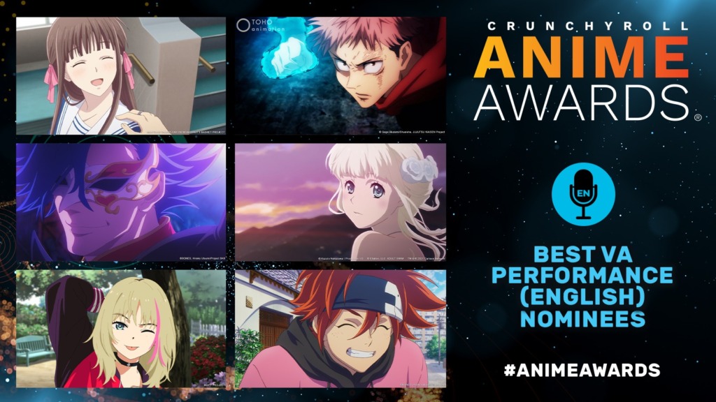 Crunchyroll Anime Award nominees for "Best VA Performance (English)" including Sk8 the Infinity