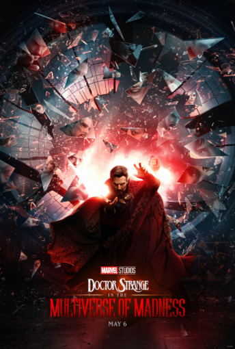 Doctor Strange in the Multiverse of Madness Trailer with Doctor Strange in front of shattered glass showing different characters in Doctor Strange 2