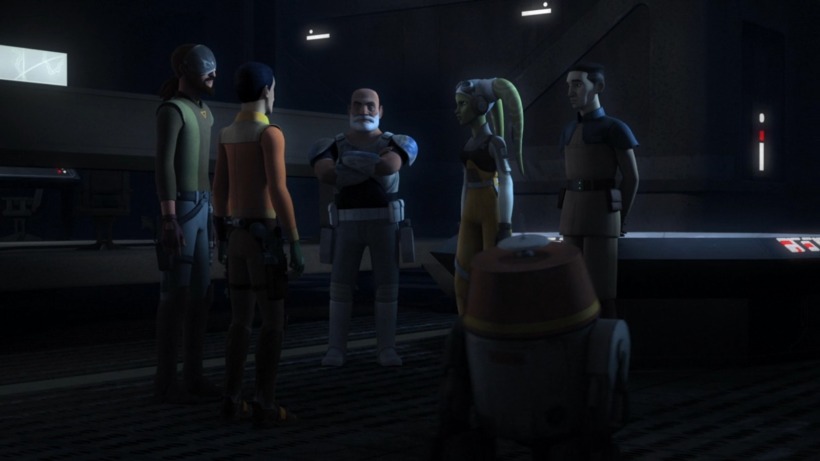 Ezra Bridger, Kanan Jarrus, Hera Syndulla, Captain Rex, and Jun Sato discuss the possibility of Obi-Wan Kenobi being alive on Tatooine