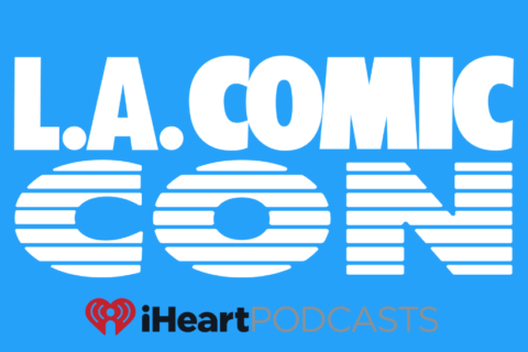 los angeles comic con logo with iheart radio logo