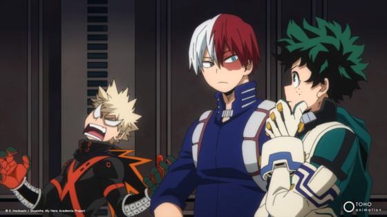 Bakugo, Shoto, and Deku in the OVA on Crunchyroll