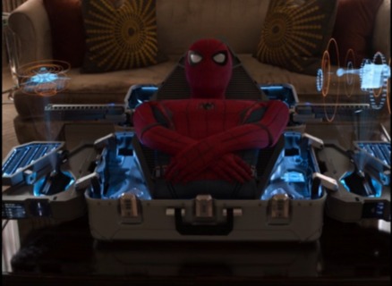 Peter opens a case to find a new, sleek and upgraded tech version of his Spider-Man suit