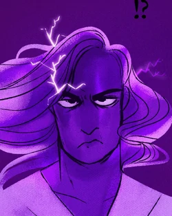 Zeus with a lightning bolt over his head in a screen grab from the WebToon