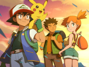 ash, pikachu, brock, and misty in Pokémon for group anime costume ideas