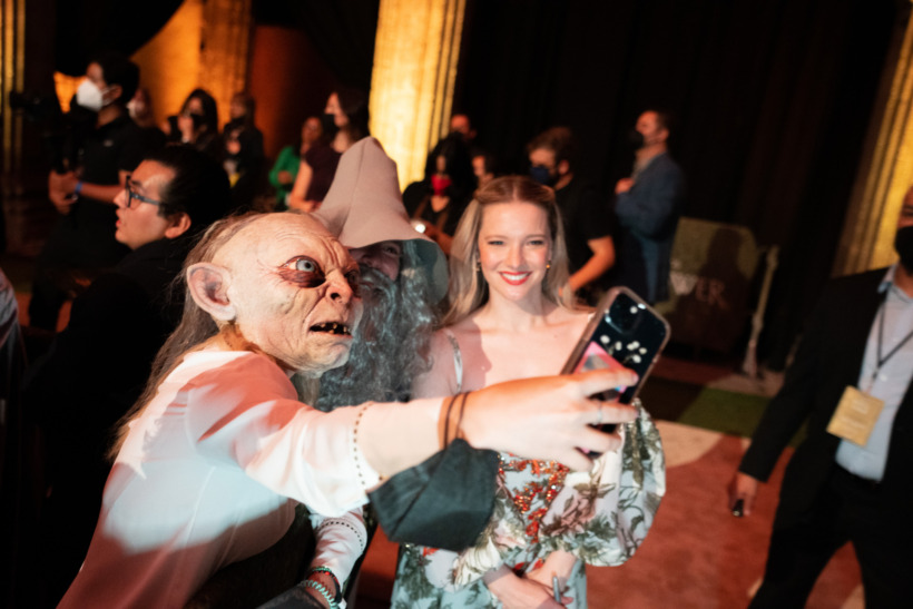 Lord of the Rings fans taking a selfie at the Rings of Power Premier