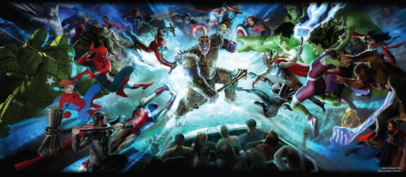 concept art for the new Avengers ride as revealed at the D23 Expo Parks Panel