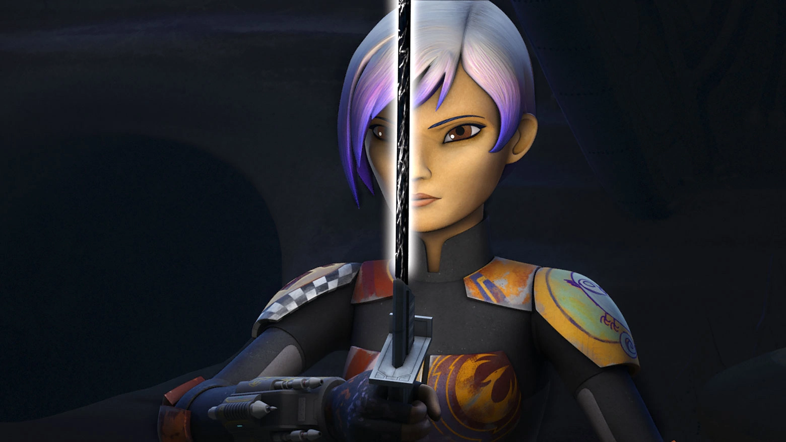 Sabine Wren wields the darksaber in Star Wars Rebels