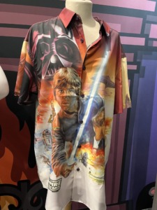 Luke Skywalker button up shirt on display at Loungefly's NYCC booth