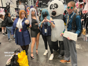 Nobara, Mahito, Panda, and Nanami cosplayers from the anime Jujutsu Kaisen.