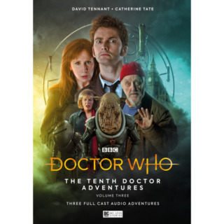 The cover for volume 3, featuring the 10th Doctor, Donna Noble, Sylvia Noble, Wilfred Mott, and a Judoon