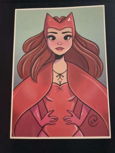 An illustration of Scarlet Witch by a comic con artist. 