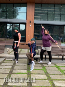 Maki Zenin cosplayers at the Jujutsu Kaisen meetup on day 3 of Anime LA